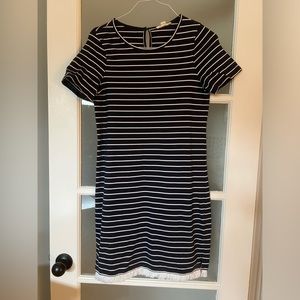 Navy blue striped dress with tassel bottom